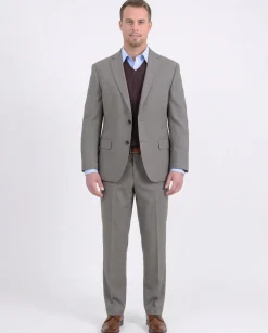 Classic Fit Taupe Brown Basketweave Two Button Wool Blazer Sportcoat