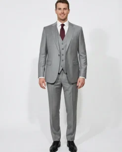 Cleo Luxor Ash Heather Gray Regular Fit Wool Stretch 3 Piece Suit