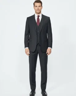 Cleo Luxor Black Regular Fit Wool Stretch 3 Piece Suit