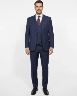 Cleo Luxor Blue Slim Fit Wool Stretch 3 Piece Suit
