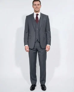 Cleo Luxor Charcoal Gray Regular Fit Wool Stretch 3 Piece Suit
