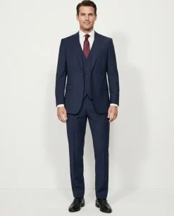 Cleo Luxor Midnight Navy Regular Fit Wool Stretch 3 Piece Suit