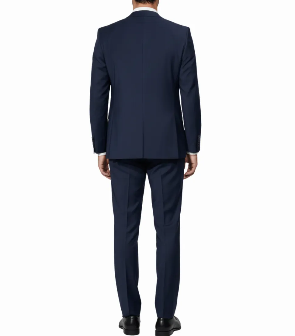 Cleo Luxor Midnight Navy Regular Fit Wool Stretch 3 Piece Suit