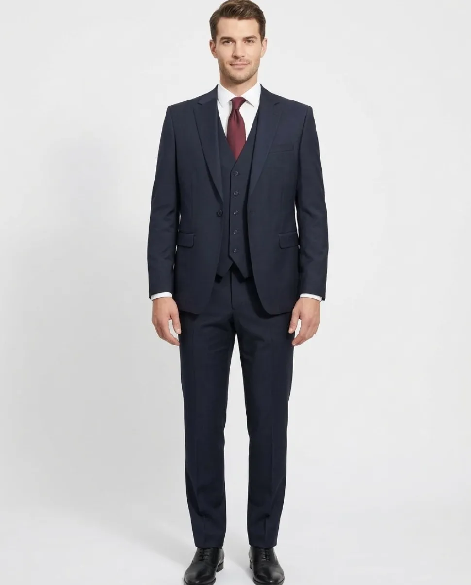 Cleo Luxor Midnight Navy Slim Fit Wool Stretch 3 Piece Suit