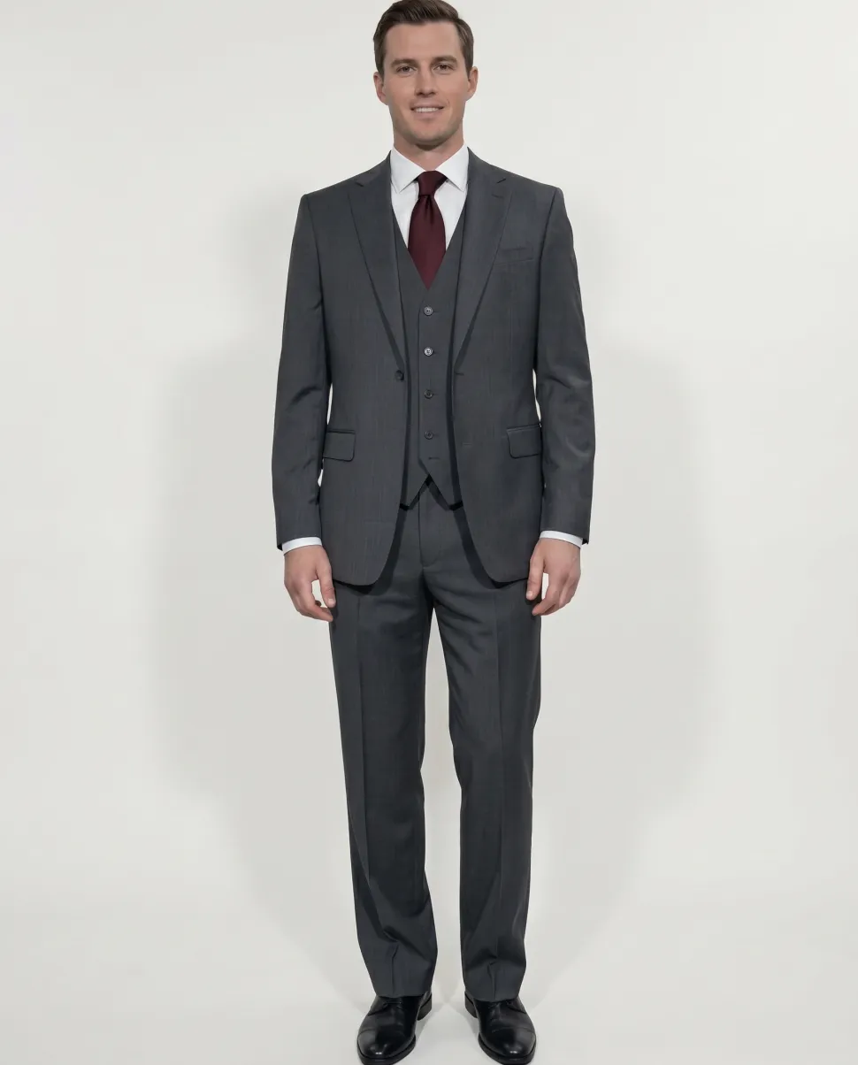 Cleo Luxor Obsidian Charcoal Regular Fit Wool Stretch 3 Piece Suit