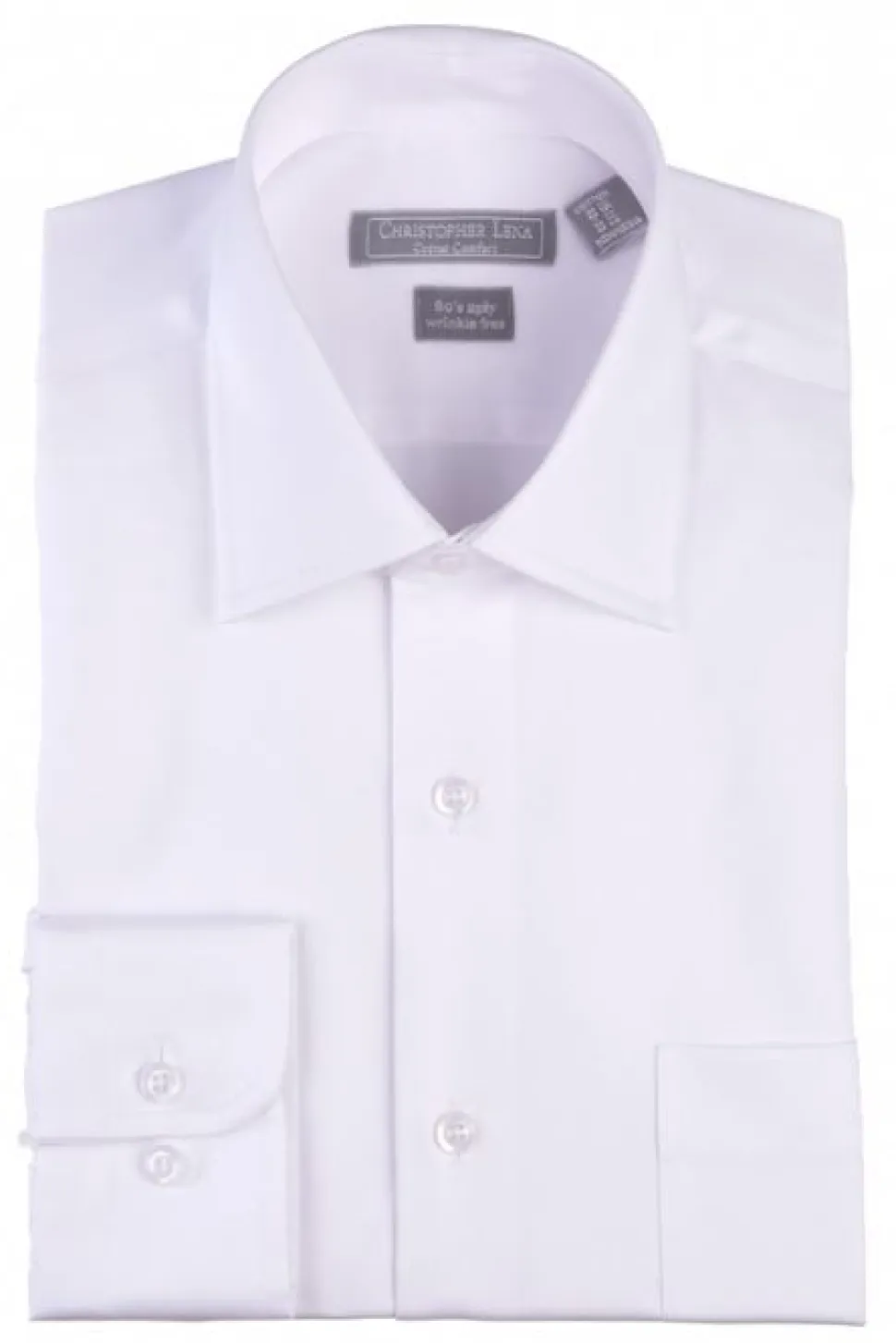 C.L. Shirts Mens Solid White Spread Collar Dress Shirt