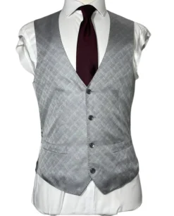 Corneliani Mens Black and Silver Mixed Pattern Fully-Canvassed Peak Lapel Classic Fit 3-Piece Wool Blend Suit - 40R