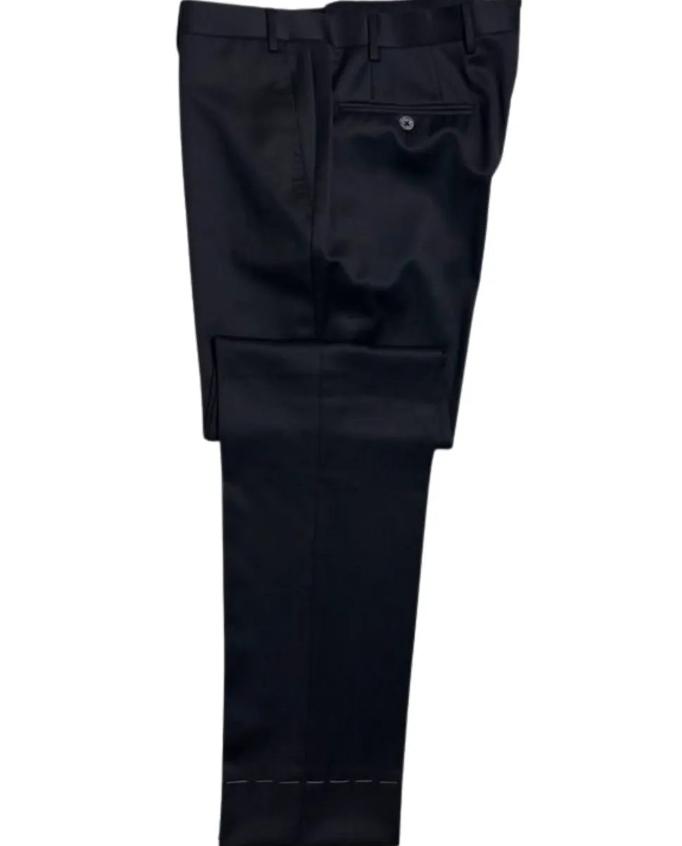Corneliani Mens Black and Silver Mixed Pattern Fully-Canvassed Peak Lapel Classic Fit 3-Piece Wool Blend Suit - 40R
