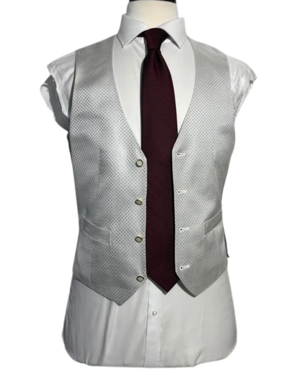 Corneliani Mens Black and White Mixed Pattern Fully-Canvassed Peak Lapel Slim Fit 3-Piece Wool Blend Suit - 36S