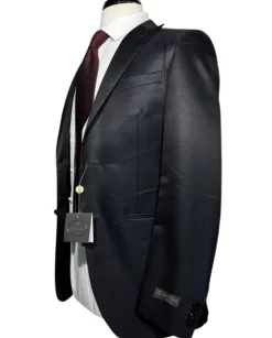 Corneliani Mens Black and White Mixed Pattern Fully-Canvassed Peak Lapel Slim Fit 3-Piece Wool Blend Suit - 36S