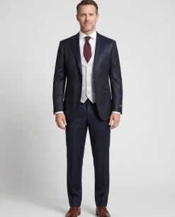 Corneliani Mens Black and White Mixed Pattern Fully-Canvassed Peak Lapel Slim Fit 3-Piece Wool Blend Suit - 36S