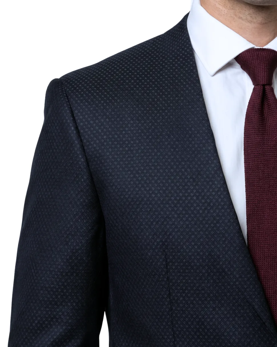 Corneliani Mens Black & Charcoal Multi-Pattern Fully-Canvassed No-Lapel Classic Fit 3-Piece Wool Silk Suit - 38L