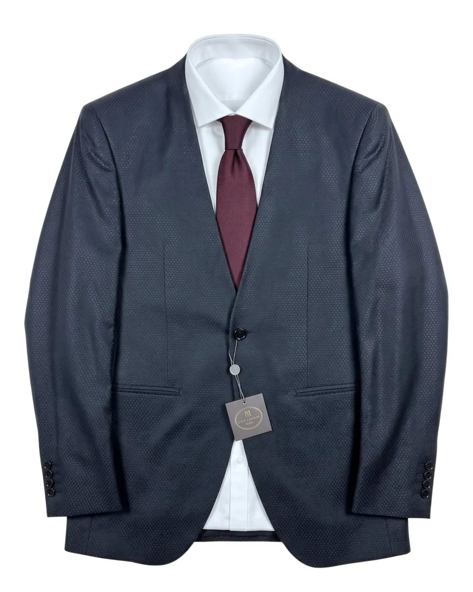 Corneliani Mens Black & Charcoal Multi-Pattern Fully-Canvassed No-Lapel Classic Fit 3-Piece Wool Silk Suit - 38L