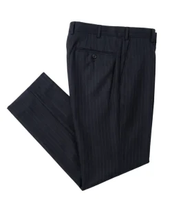 Corneliani Mens Black Pinstripe Fully-Canvassed Notch Lapels Classic Fit 3-Button Wool Suit - 46L