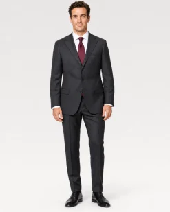 Corneliani Mens Black Pinstripe Fully-Canvassed Notch Lapels Classic Fit 3-Button Wool Suit - 46L