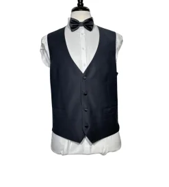 Corneliani Mens Black Textured Fully-Canvassed Peak Lapel Slim Fit 3-Piece Wool Tuxedo - 40R