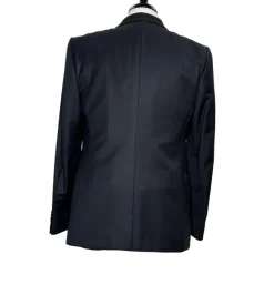 Corneliani Mens Black Textured Fully-Canvassed Shawl Lapel Classic Fit 3-Piece Wool Tuxedo - 40R