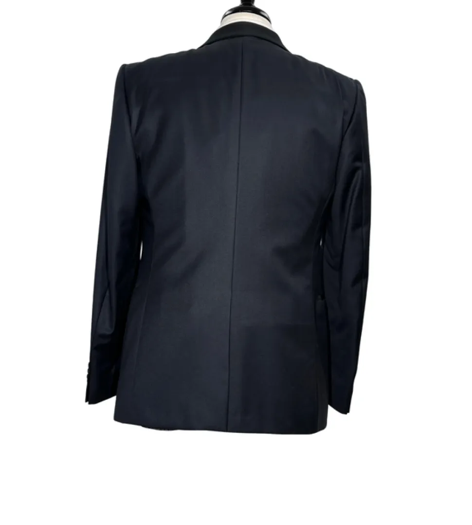 Corneliani Mens Black Textured Fully-Canvassed Shawl Lapel Classic Fit 3-Piece Wool Tuxedo - 40R