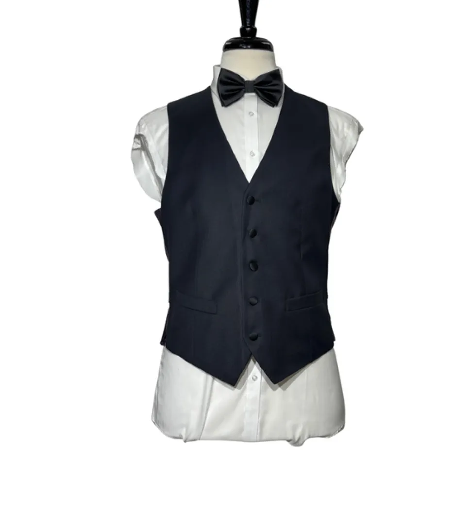 Corneliani Mens Black Textured Fully-Canvassed Shawl Lapel Classic Fit 3-Piece Wool Tuxedo - 40R