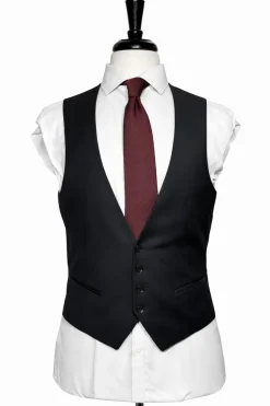 Corneliani Mens Black Textured Fully-Canvassed Shawl Lapel Slim Fit 3-Piece Wool Suit - 40R