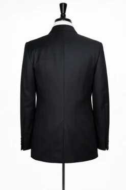 Corneliani Mens Black Textured Fully-Canvassed Shawl Lapel Slim Fit 3-Piece Wool Suit - 40R