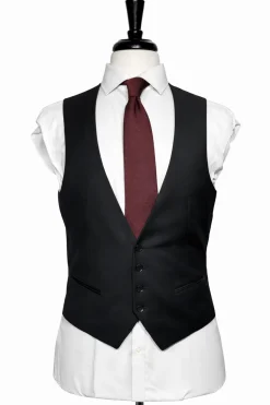 Corneliani Mens Black Textured Fully-Canvassed Shawl Lapel Classic Fit 3-Piece Wool Suit - 42R