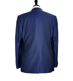 Corneliani Mens Blue Geometric Texture Fully-Canvassed Peak Lapel Slim Fit 3-Piece Wool Tuxedo - 44R