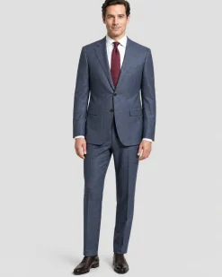 Corneliani Mens Blue Glen Plaid Fully-Canvassed Notch Lapels Classic Fit 2 Button Wool Suit - 48R