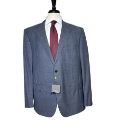 Corneliani Mens Blue Glen Plaid Fully-Canvassed Notch Lapels Classic Fit 2 Button Wool Suit - 48R