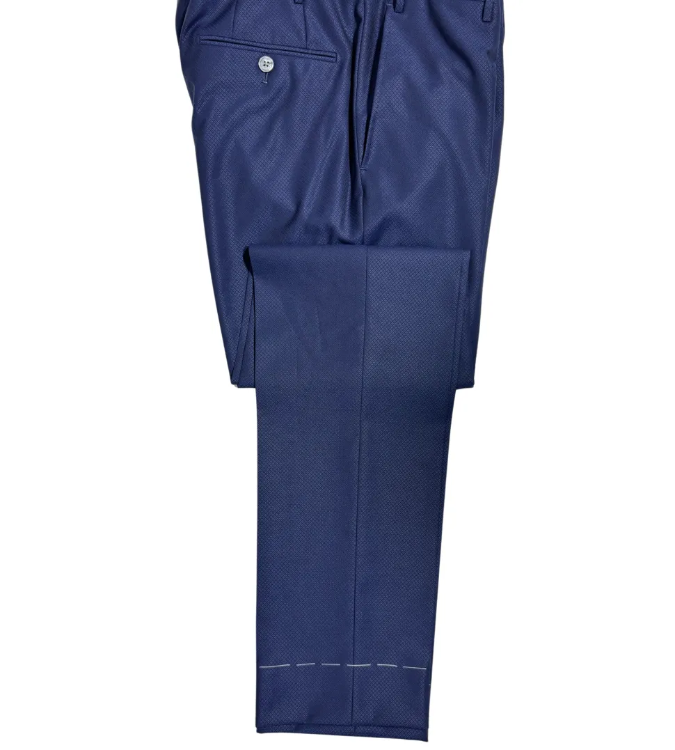 Corneliani Mens Blue Micro-Pattern Fully-Canvassed Peak Lapel Slim Fit 3-Piece Wool Tuxedo Suit - 38S