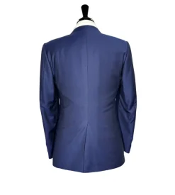 Corneliani Mens Blue Micro-Pattern Fully-Canvassed Peak Lapel Slim Fit 3-Piece Wool Tuxedo Suit - 38S