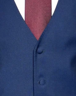 Corneliani Mens Blue Micro-Pattern Fully-Canvassed Peak Lapel Classic Fit 3-Piece Stretch Wool Suit - 42R