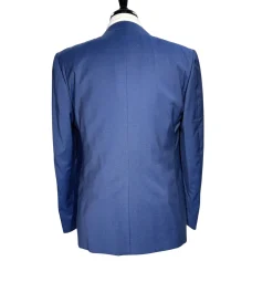 Corneliani Mens Blue Micro-Pattern Fully-Canvassed Peak Lapel Classic Fit 3-Piece Stretch Wool Suit - 42R