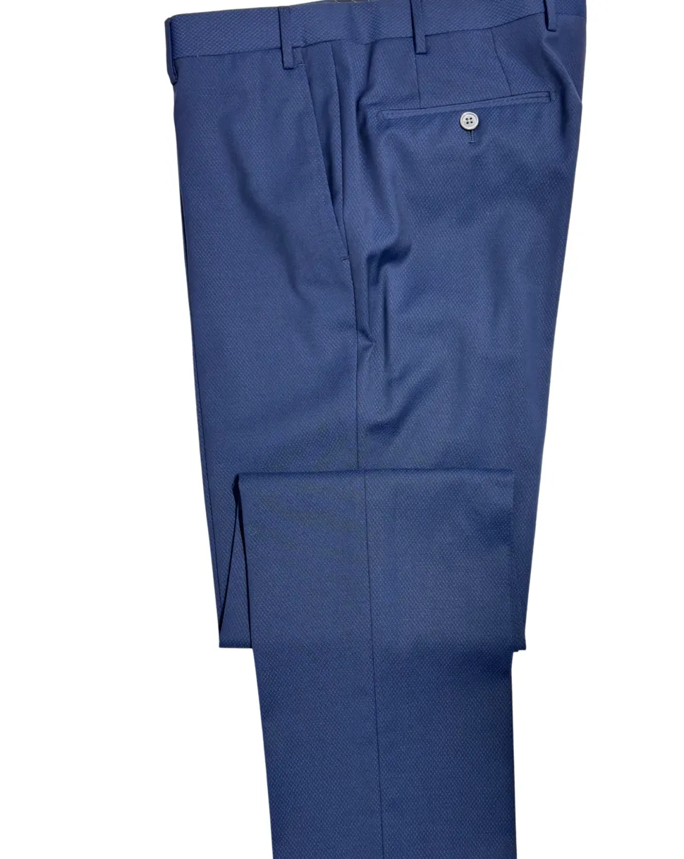 Corneliani Mens Blue Micro-Pattern Fully-Canvassed Peak Lapel Classic Fit 3-Piece Stretch Wool Suit - 42R