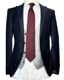 Corneliani Mens Blue Mixed Pattern Fully-Canvassed Peak Lapel Classic Fit 3-Piece Wool Suit - 36R