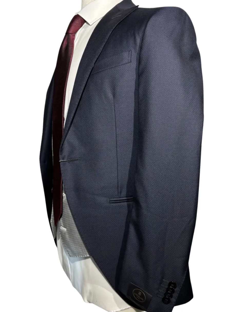 Corneliani Mens Blue Mixed Pattern Fully-Canvassed Peak Lapel Classic Fit 3-Piece Wool Suit - 36R