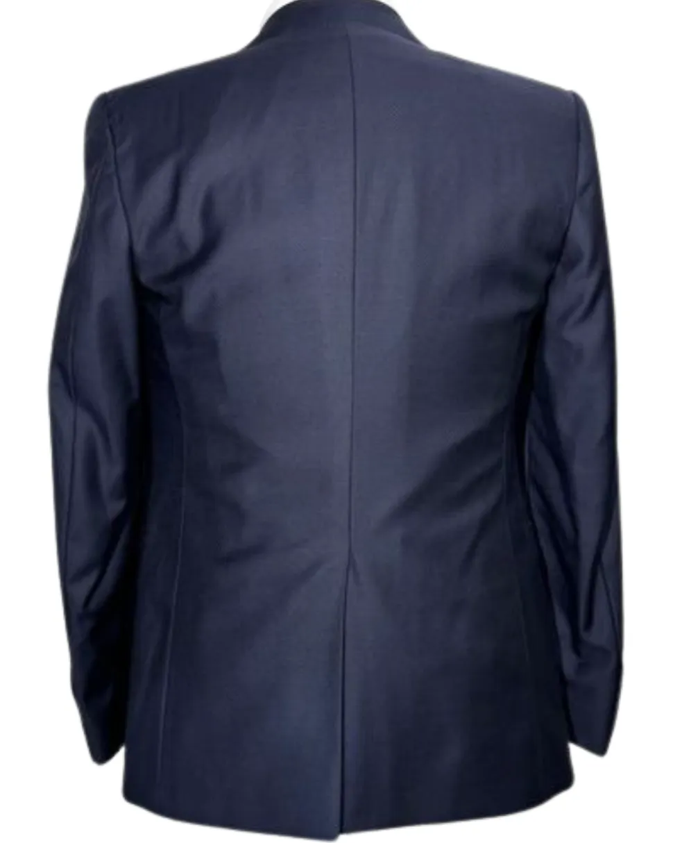 Corneliani Mens Blue Mixed Pattern Fully-Canvassed Peak Lapel Classic Fit 3-Piece Wool Suit - 36R