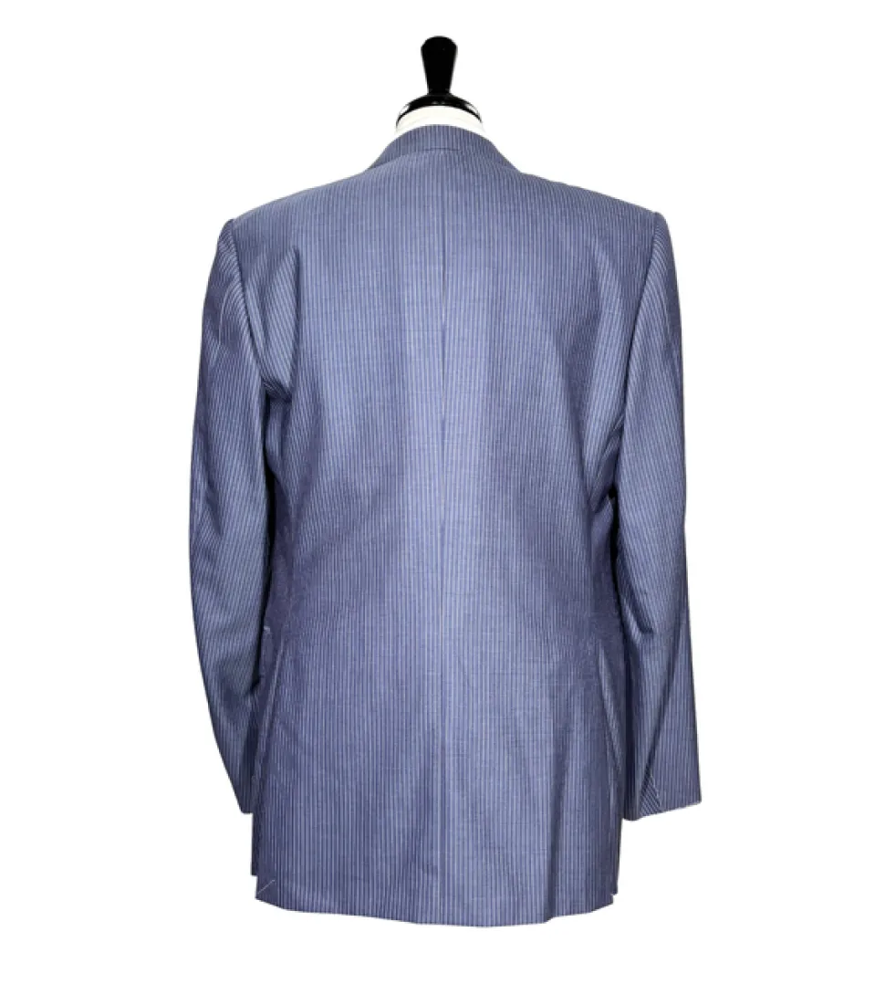 Corneliani Mens Blue Pinstripe Fully-Canvassed Notch Lapels Slim Fit 2 Button Wool Suit - 42L