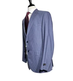 Corneliani Mens Blue Pinstripe Fully-Canvassed Notch Lapels Slim Fit 2 Button Wool Suit - 42L