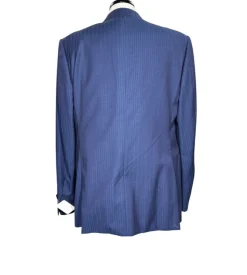 Corneliani Mens Blue Pinstripe Fully-Canvassed Notch Lapels Classic Fit 2 Button Wool Suit - 44L