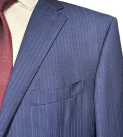 Corneliani Mens Blue Pinstripe Fully-Canvassed Notch Lapels Classic Fit 2 Button Wool Suit - 44L