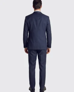 Corneliani Mens Blue With Black Trim Fully-Canvassed Shawl Lapel Slim Fit 3-Piece Wool Mohair Tuxedo - 44R