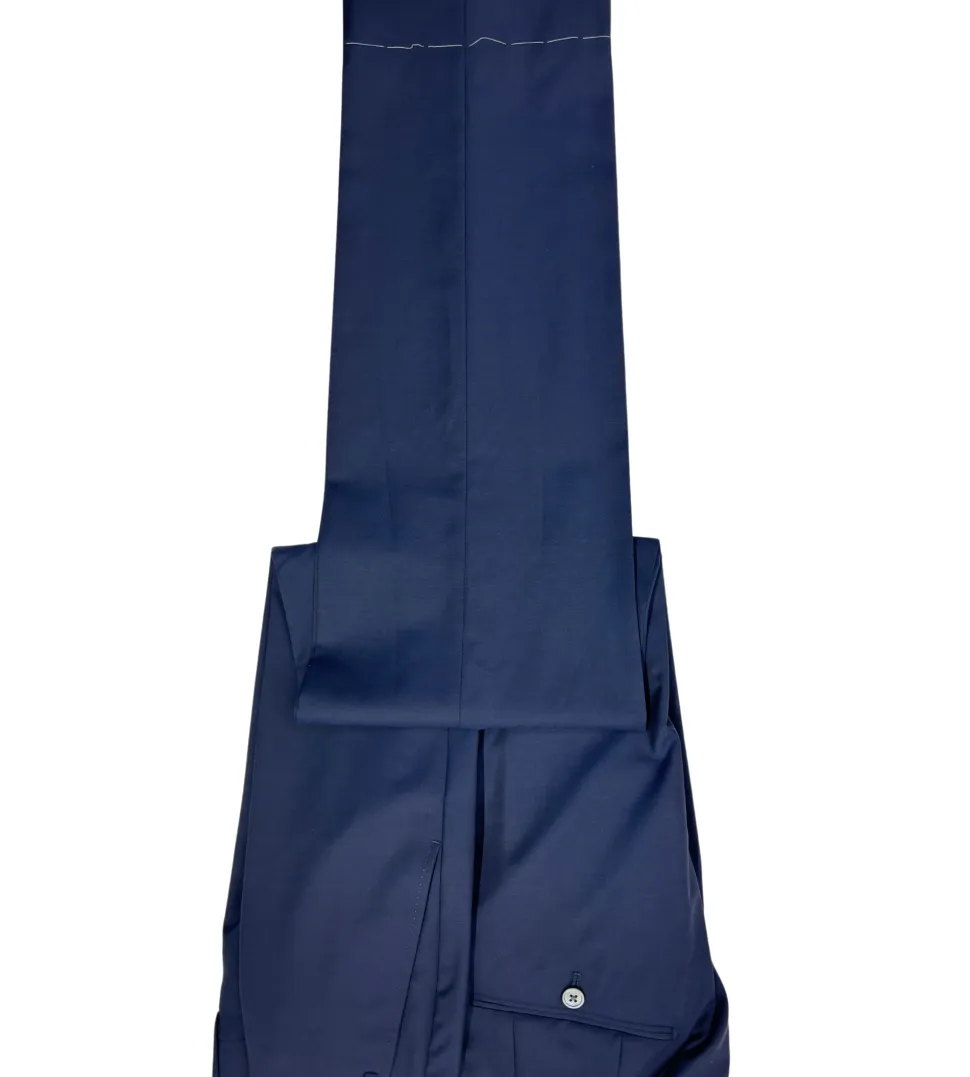 Corneliani Mens Blue With Black Trim Fully-Canvassed Shawl Lapel Slim Fit 3-Piece Wool Blend Tuxedo Suit - 42S