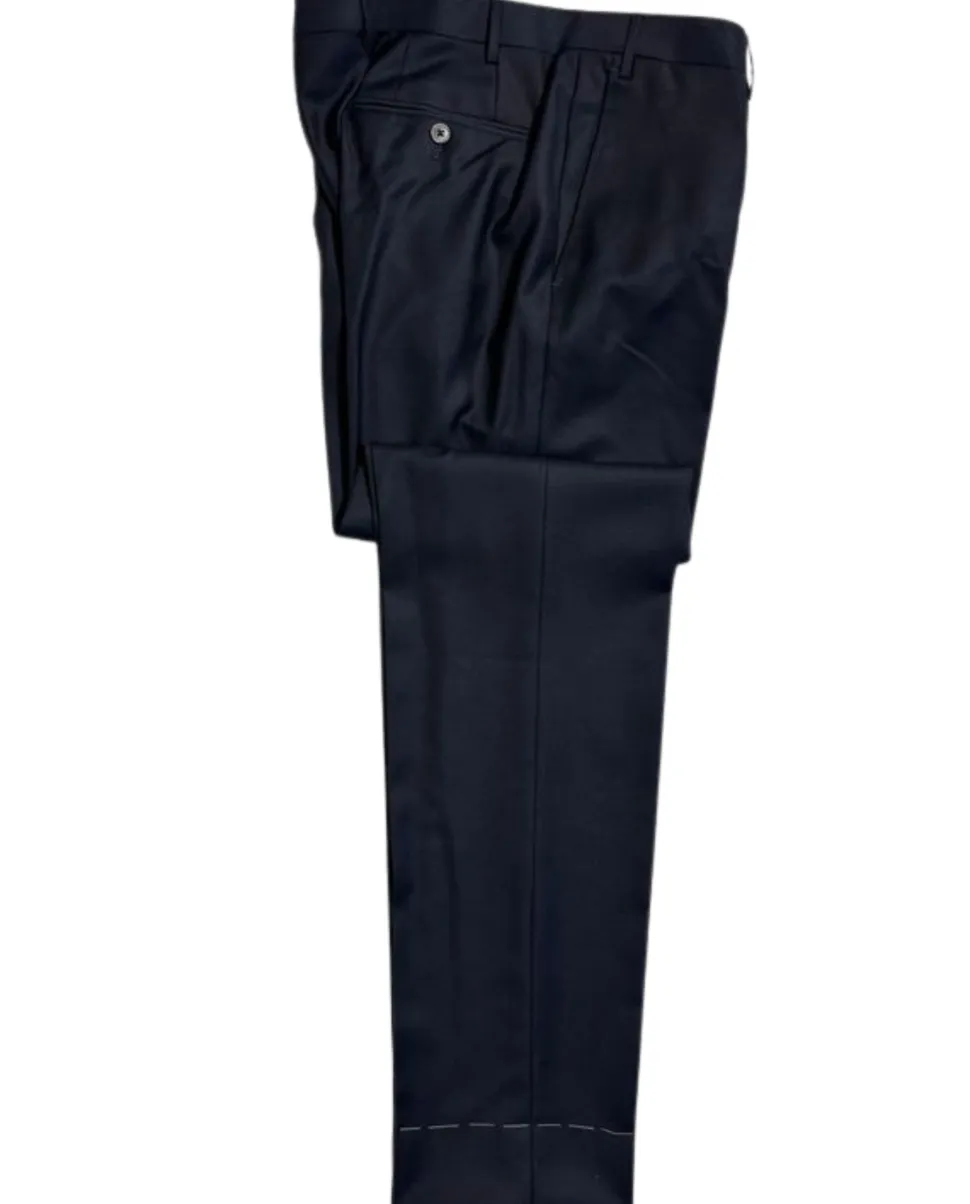 Corneliani Mens Dark Navy Blue Textured Fully-Canvassed Shawl Lapel Slim Fit 3-Piece Wool Tuxedo Suit - 42R
