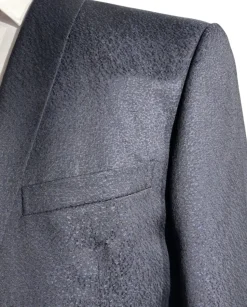 Corneliani Mens Dark Navy Blue Textured Fully-Canvassed Shawl Lapel Slim Fit 3-Piece Wool Tuxedo Suit - 42R