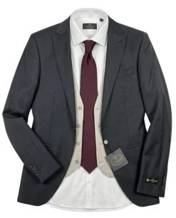 Corneliani Mens Gray and White Mixed Pattern Fully-Canvassed Peak Lapel Classic Fit 3-Piece Wool Suit - 36S
