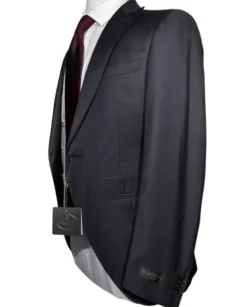 Corneliani Mens Gray and White Mixed Pattern Fully-Canvassed Peak Lapel Classic Fit 3-Piece Wool Suit - 36S