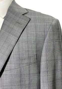 Corneliani Mens Gray Glen Plaid Fully-Canvassed Notch Lapels Classic Fit 2 Button Wool Suit - 40R
