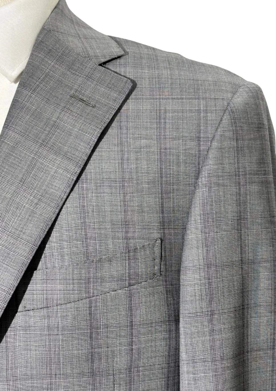 Corneliani Mens Gray Glen Plaid Fully-Canvassed Notch Lapels Classic Fit 2 Button Wool Suit - 40R
