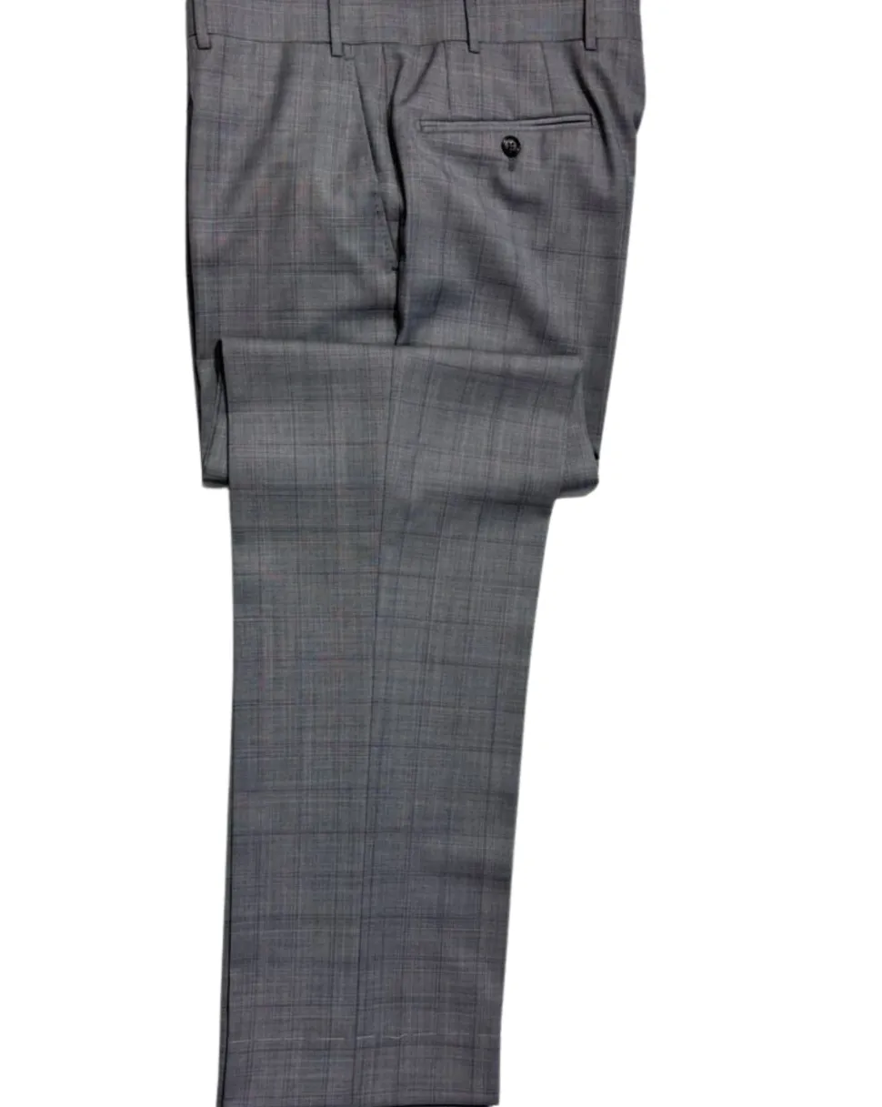 Corneliani Mens Gray Glen Plaid Fully-Canvassed Notch Lapels Classic Fit 2 Button Wool Suit - 40R